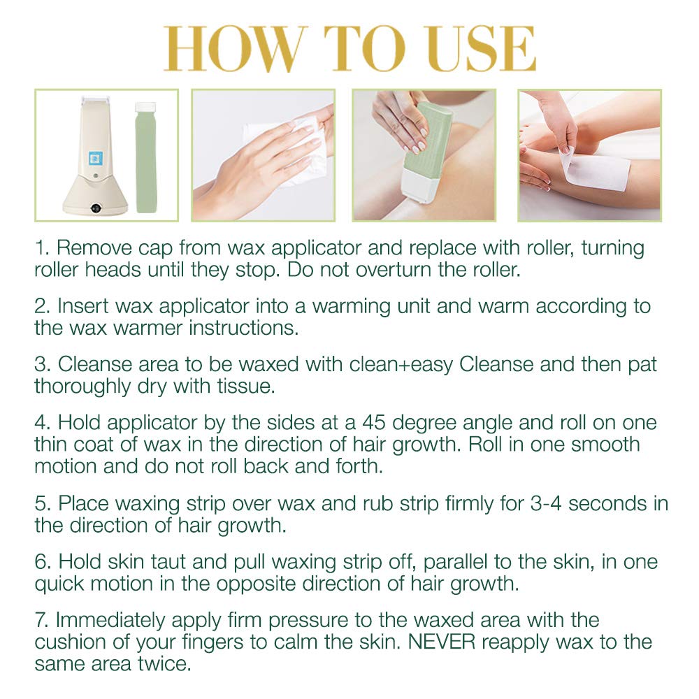 Clean + Easy Tea Tree Roll On Wax - Large, Soft Wax Refill Cartridge for Hair Removal on Sensitive Skin, Legs & Body, 3 Pack Beauty and Personal Care Clean + Easy