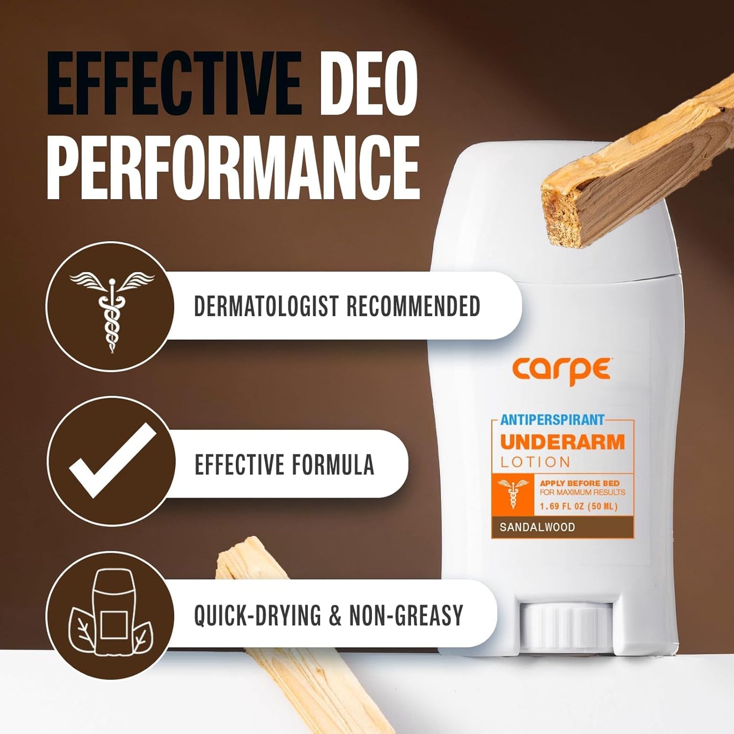 Carpe Underarm Antiperspirant and Deodorant, Clinical strength with Sandalwood scent, Combat excessive sweating Stay fresh and dry, Great Beauty and Personal Care Carpe