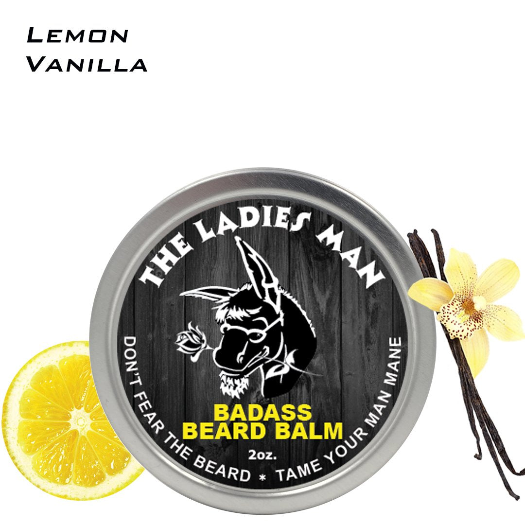 Badass Beard Care Beard Balm for Men - Ladies Man Scent 2 oz - Shea Butter Argan Jojoba Beeswax - Lemon Vanilla Orange - Light Hold Beard Conditioner Beauty and Personal Care Badass Beard Care