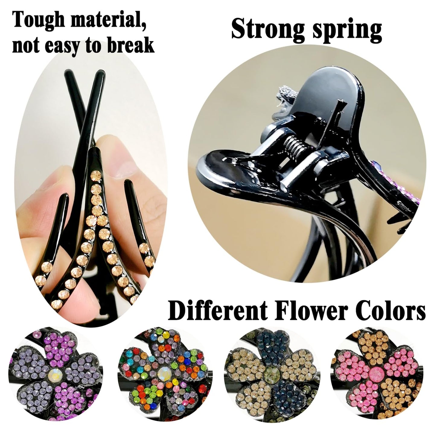 Yusier 4PCS Heart Style Ponytail Duckbill Clips with Headdresses for Women, Flower Rhinestone Barrettes Sparkly Prom Diamond Hair Clips (Plum Blossom) Beauty & Personal Care Yusier