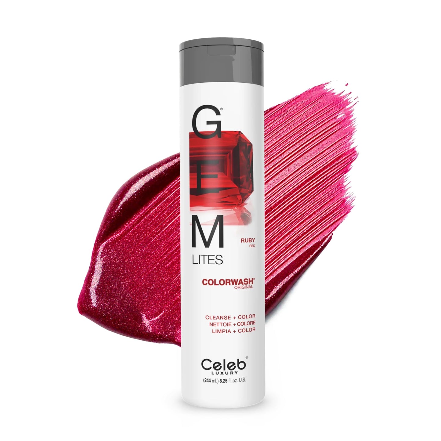 Celeb Luxury Gem Lites Colorwash, Professional Semi-Permanent Hair Color Depositing Shampoo, Ruby Beauty & Personal Care Celeb Luxury