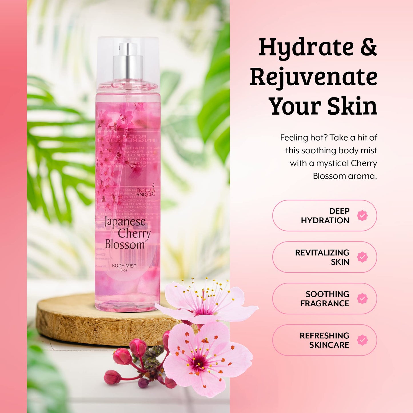 Freida and Joe Cherry Blossom Body Mist: A Luxurious 8 oz Gift for Her, Exquisite Floral Scent, Ideal Stocking Stuffer Fine Women Body Spray for Mom Beauty & Personal Care Freida and Joe