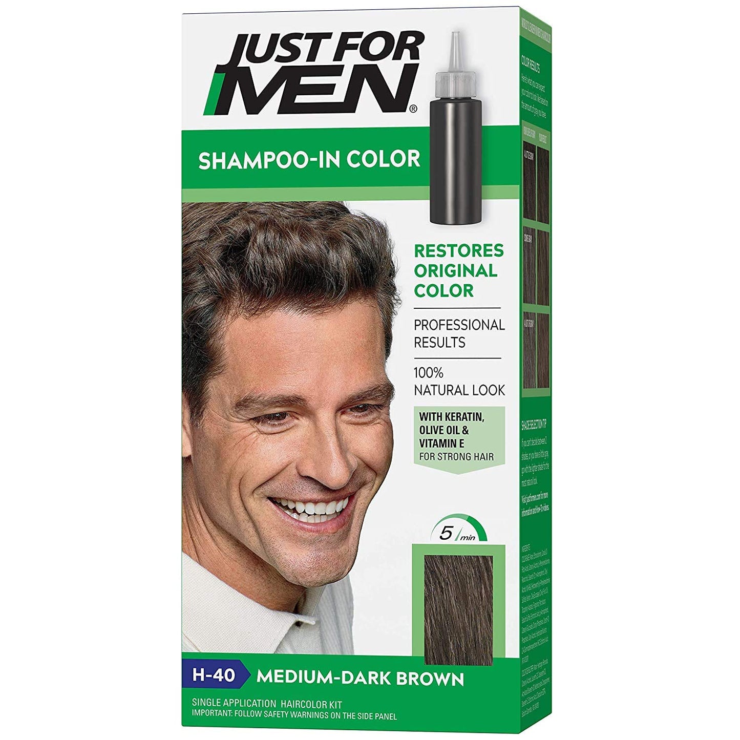 JUST FOR MEN Hair Color H-40 Medium Dark-Brown 1 ea (Pack of 8) Beauty & Personal Care Just for Men