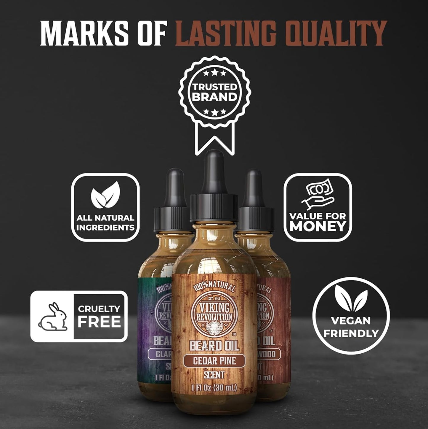 Viking Revolution Beard Oil for Men 3 Pack - Natural Mens Beard Oil Variety Set - Sandalwood, Pine and Cedar, Clary Sage Scents - Beard Conditioning Beauty & Personal Care Viking Revolution