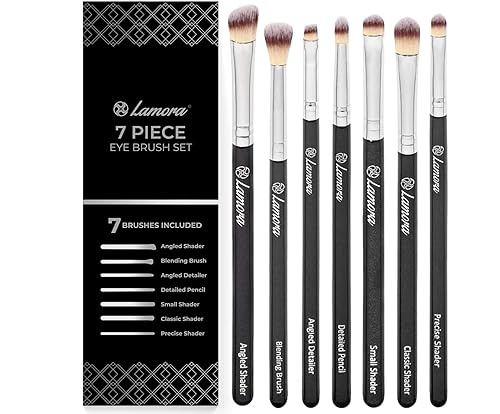 Eye Makeup Brushes Eyeshadow Brush Set - 7pcs Soft Synthetic Brush Kit - For Blending Eyeshadow, Eyeliner, Crease, Eyebrow - Long Lasting, Apply Beauty & Personal Care Lamora