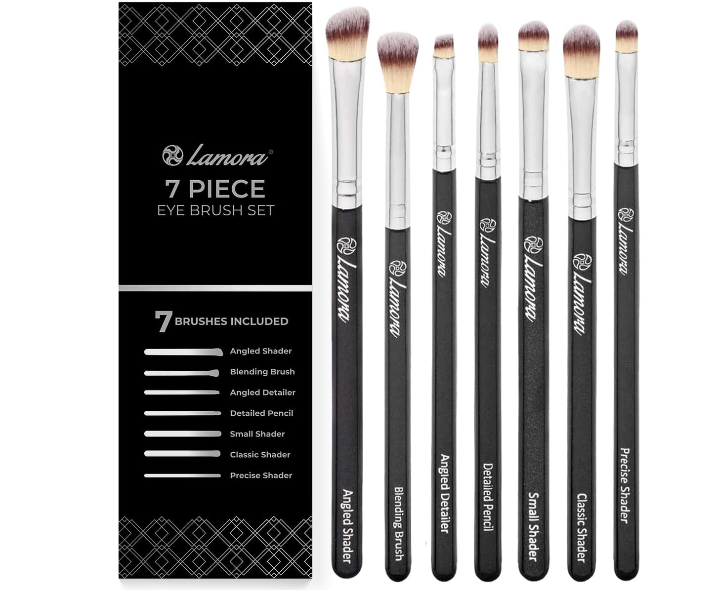 Eye Makeup Brushes Eyeshadow Brush Set - 7pcs Soft Synthetic Brush Kit - For Blending Eyeshadow, Eyeliner, Crease, Eyebrow - Long Lasting, Apply Beauty & Personal Care Lamora