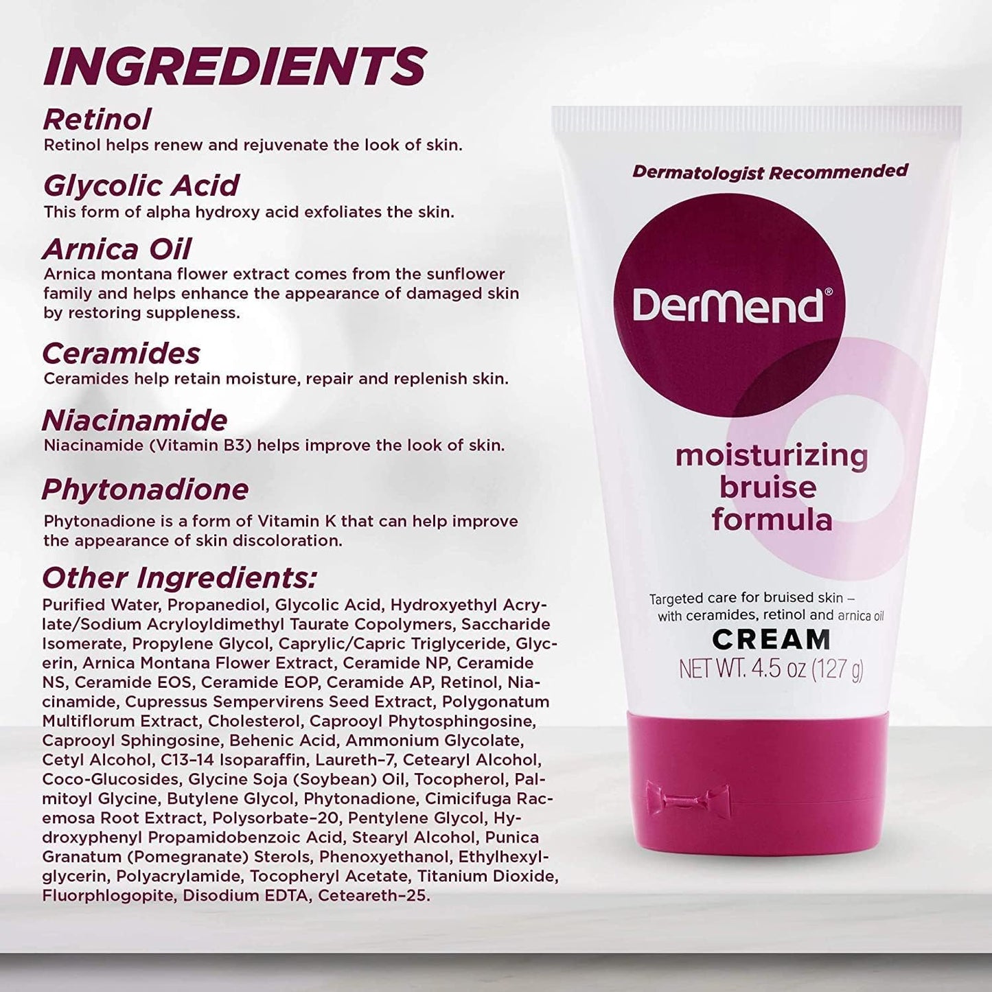DerMend Moisturizing Bruise Formula Cream 4.50 oz (Pack of 5) Beauty & Personal Care Dermend