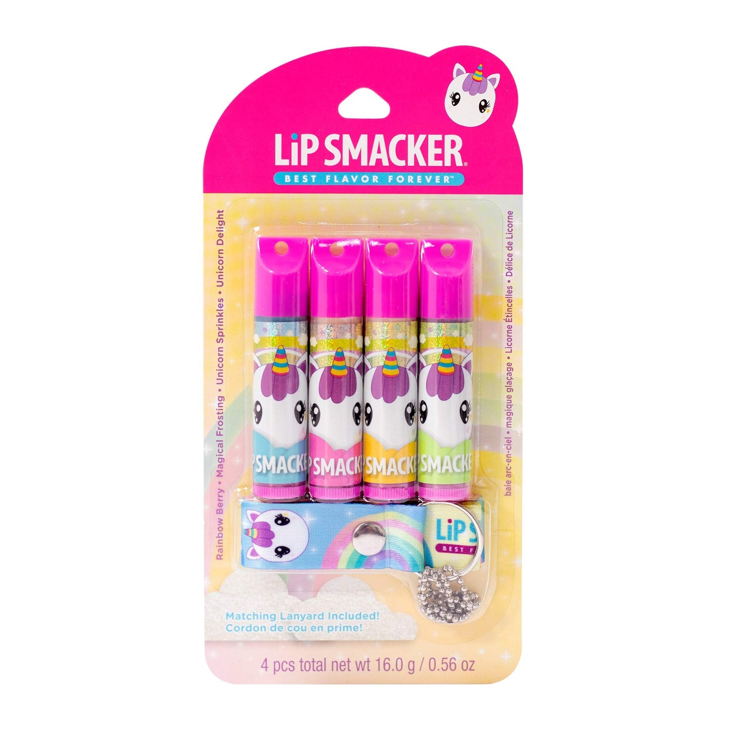 Lip Smacker Flavored Lip Balm Set With Lanyard, Unicorn, Lip Care to Moisturize Dry Lips Beauty & Personal Care Lip Smacker
