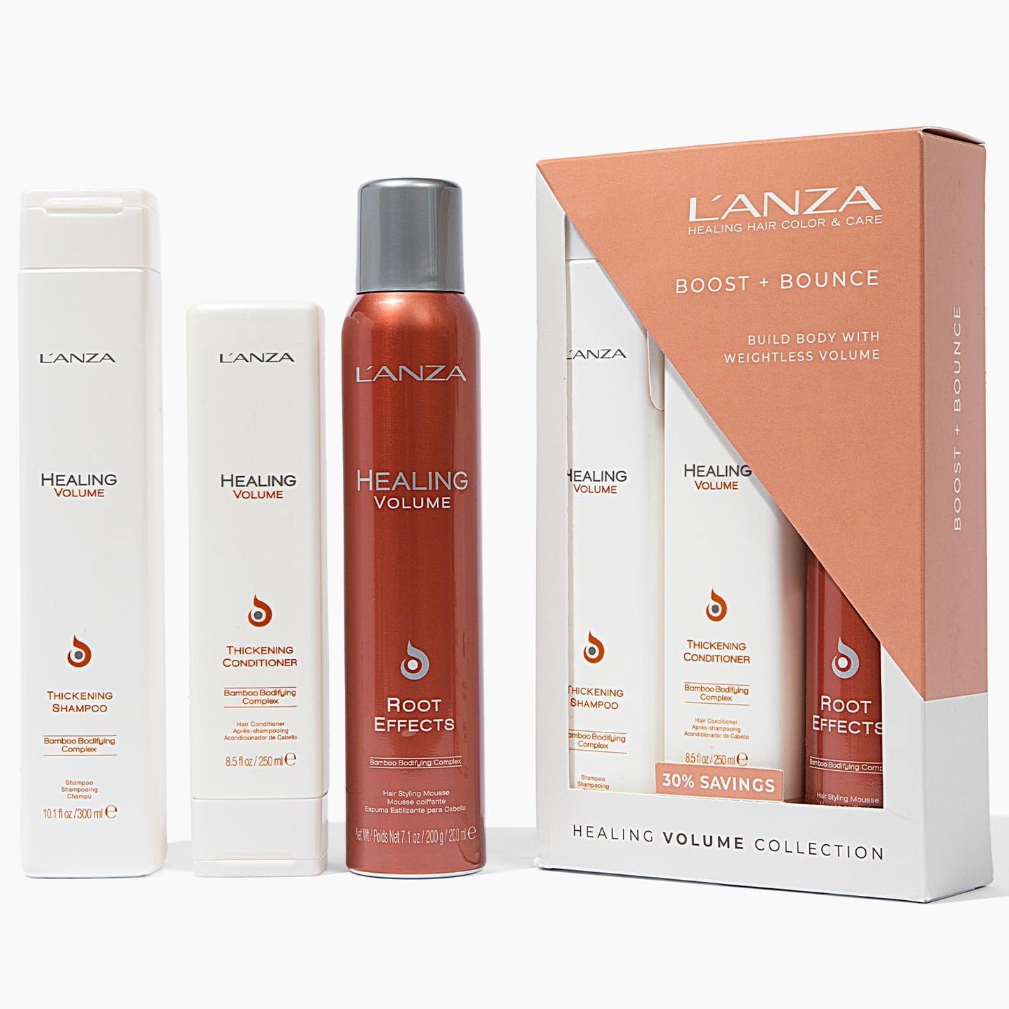 L'ANZA Healing Volume Trio Hair Kit, Thickening Shampoo and Conditioner with Root Effects Mousse Hairspray in a Gift Box, Luxury Hair Care Kit Beauty & Personal Care L’ANZA