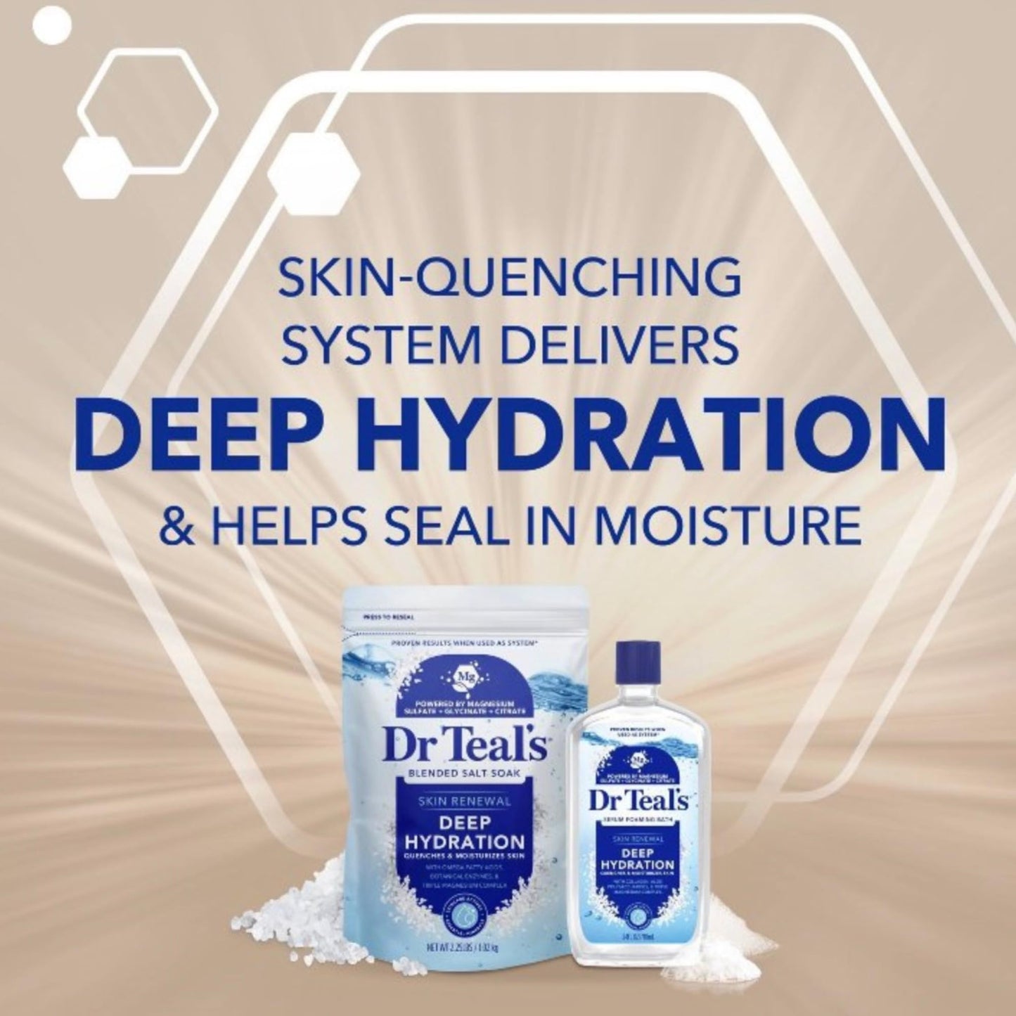 Dr Teal's Skin Renewal Deep Hydration Blended Salt Soak and Serum Foaming Bath, Limited Edition Beauty and Personal Care Dr Teal's