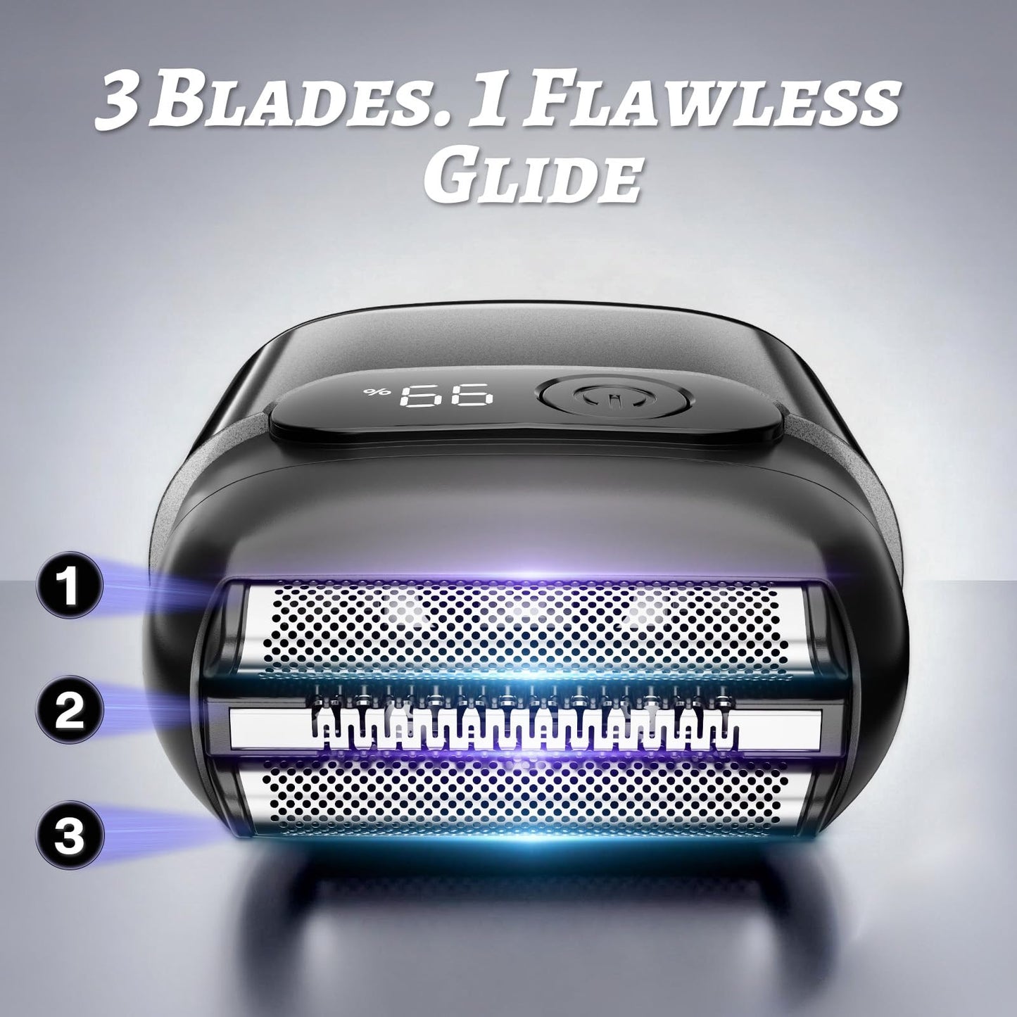 Electric Foil Shaver for Men, Compact 3D Floating Shaving Heads, Electric Razor for Men, IPX8 Waterproof, USB-C Fast Energy, 90-Min Runtime, LED Beauty and Personal Care MALEGEBAZ