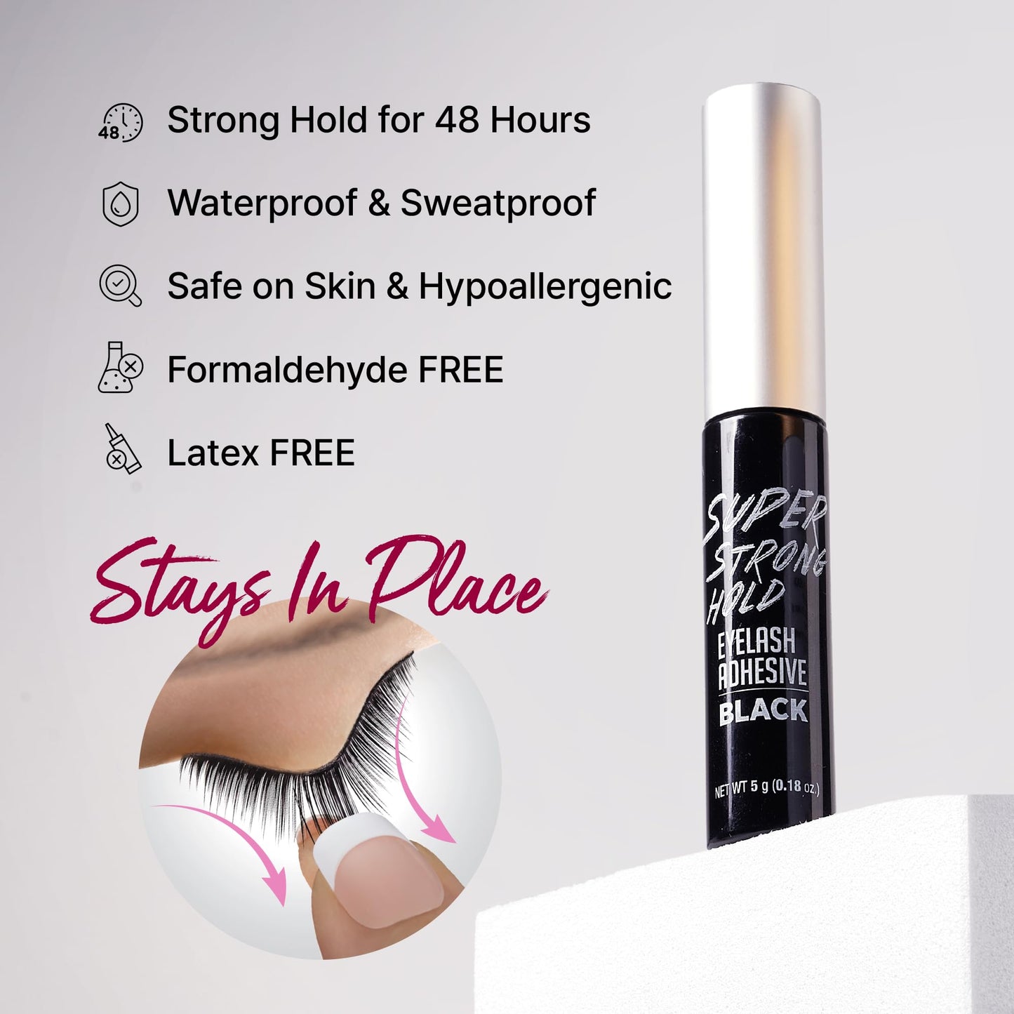i•ENVY Super Strong Hold Eyelash Adhesive, Waterproof, 48-Hour Long-Lasting Lash Glue, Latex-Free, Hypoallergenic, Quick-Drying with Brush-On Beauty & Personal Care i•ENVY