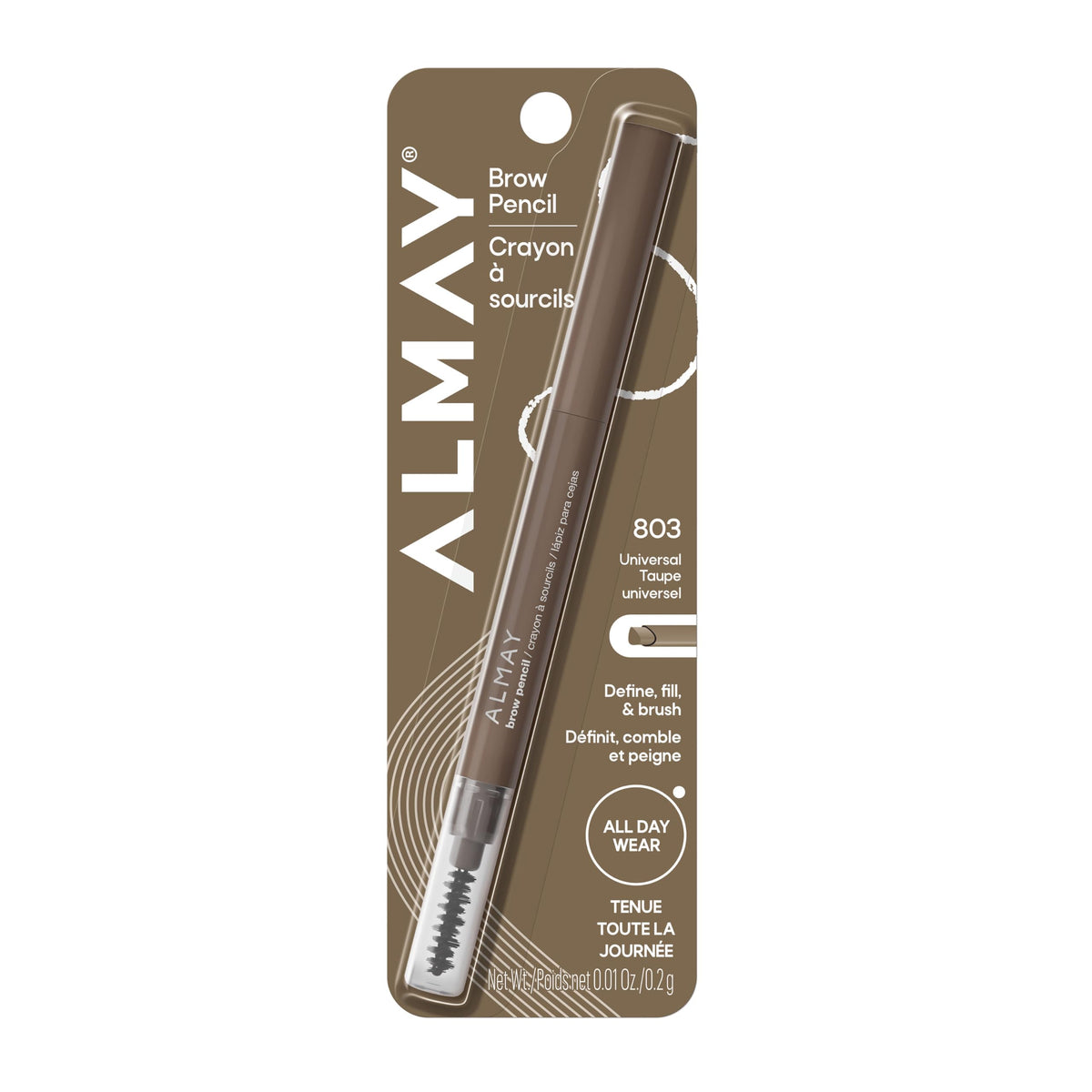 Almay Brow Pencil with Spoolie Brush, 803 Universal Taupe
