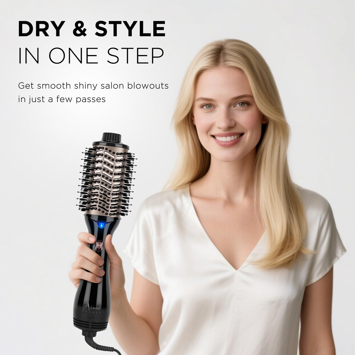 One Step Hair Dryer & Volumizing Hot Air Brush, Blow Dryer, Ceramic Straightener, Curler & Hot Comb 4 in 1 Salon Ionic Brush, Hair Styling Tools Beauty & Personal Care Aima Beauty