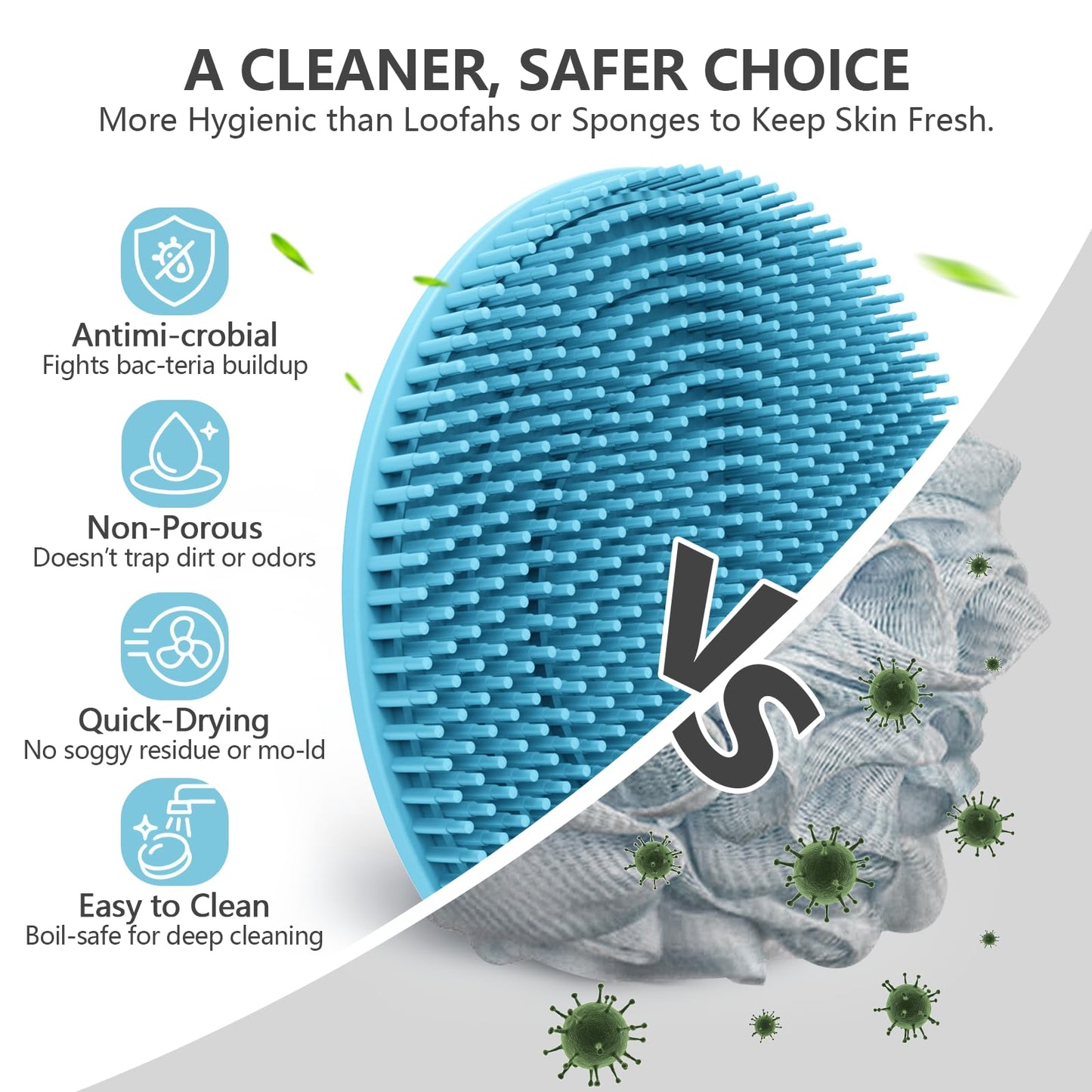Silicone Body and Face Scrubber Set 5 Pack, BEAUTAIL Shower Bath Scrubber, Gentle Exfoliating Brush for Women Men Sensitive Skin, More Hygienic Than Beauty and Personal Care BEAUTAIL
