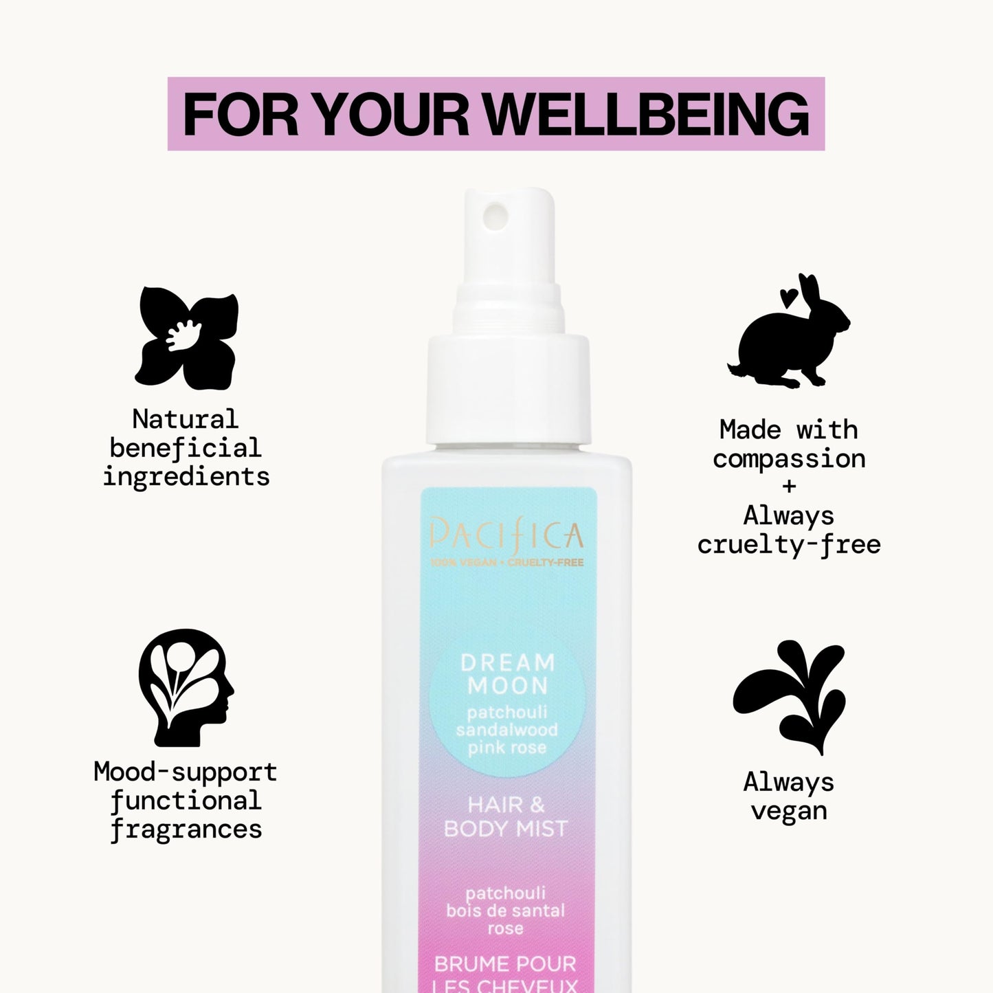 Pacifica Hair Perfume & Body Fragrance Spray Mist - Dream Moon with Vanilla, Almond & Spices - Alcohol-Free, Vegan & Cruelty-Free, 6.5 oz Beauty & Personal Care Pacifica