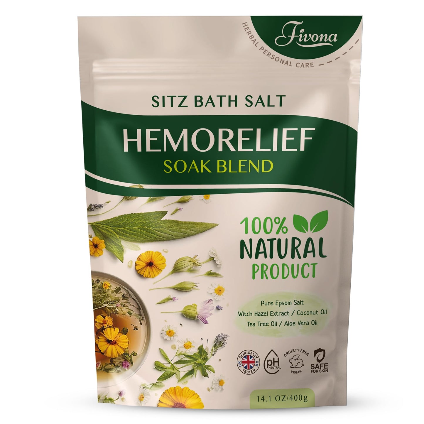Hemorrhoid Treatment Sitz Bath Salt - Natural Soak Blend Epsom Salt with Essential Oils, Postpartum Recovery and Discomfort Relief, Perineal Care Beauty and Personal Care FIVONA