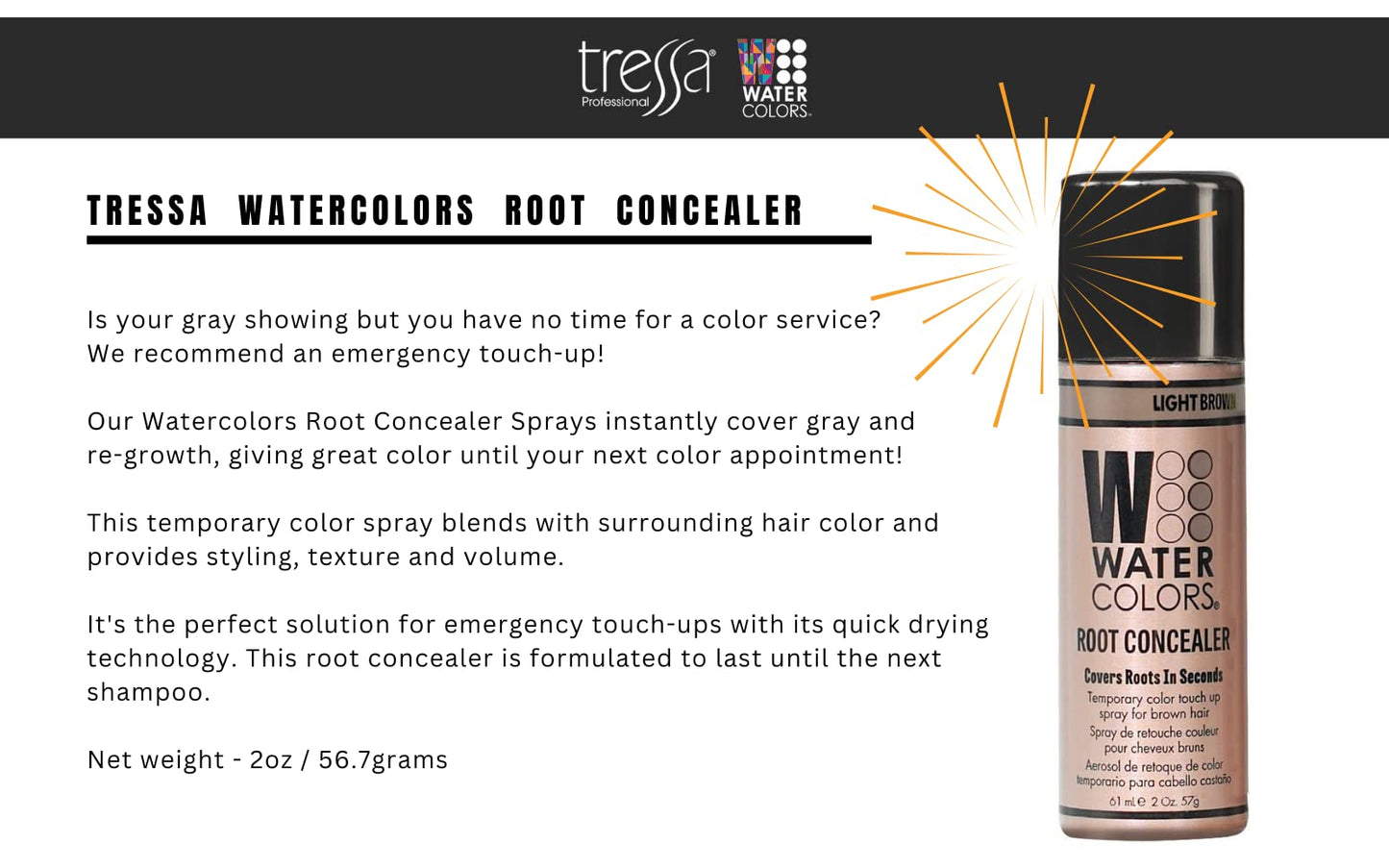 Watercolors Root Concealer Touch Up Texture & Volume Spray, Covers Gray Roots & Regrowth. (Light Brown) Beauty & Personal Care Watercolors