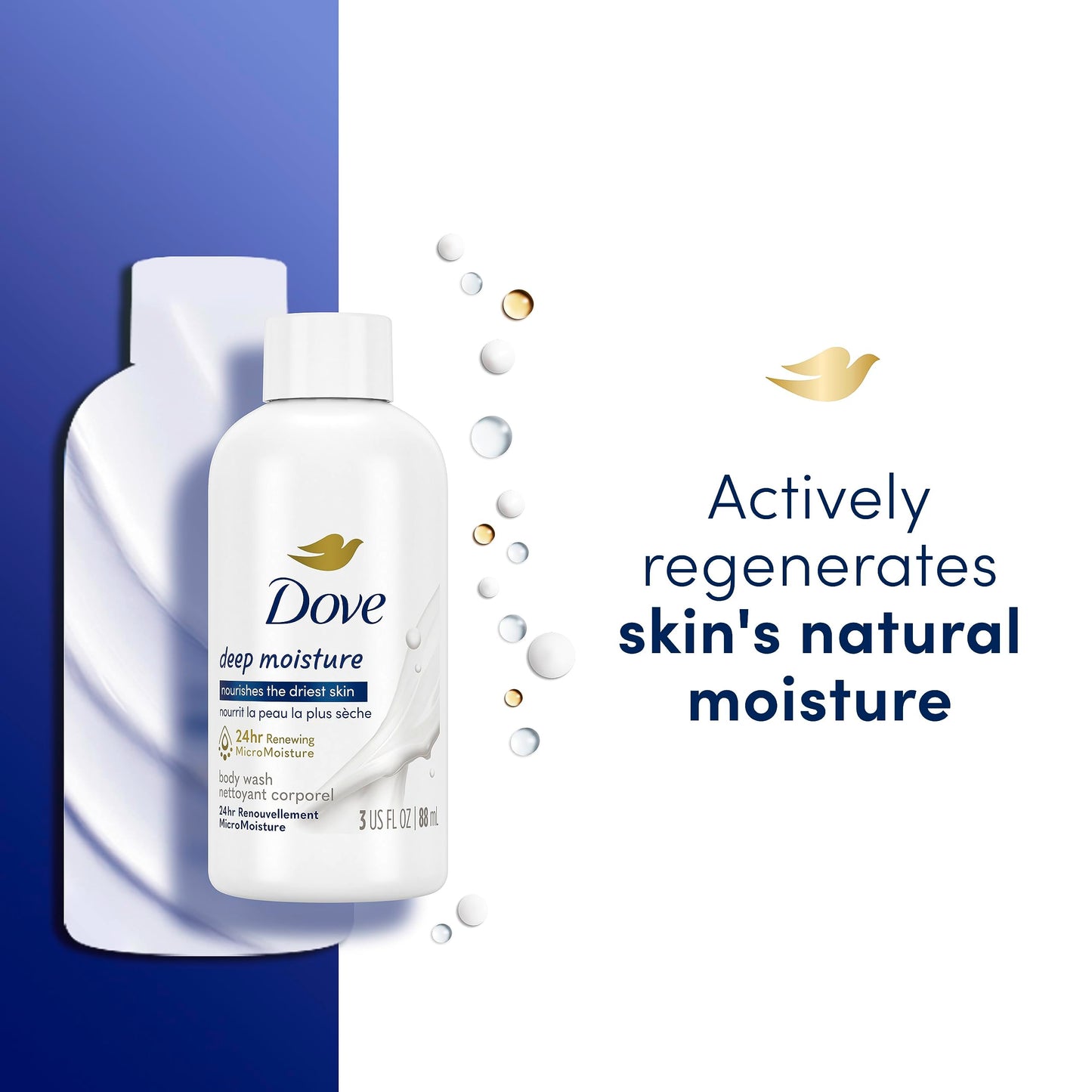 Dove Body Wash Deep Moisture for 24hr Lotion-Soft Skin Moisturizing Skin Cleanser with No Sulfates No Parabens 3 oz Beauty & Personal Care Dove