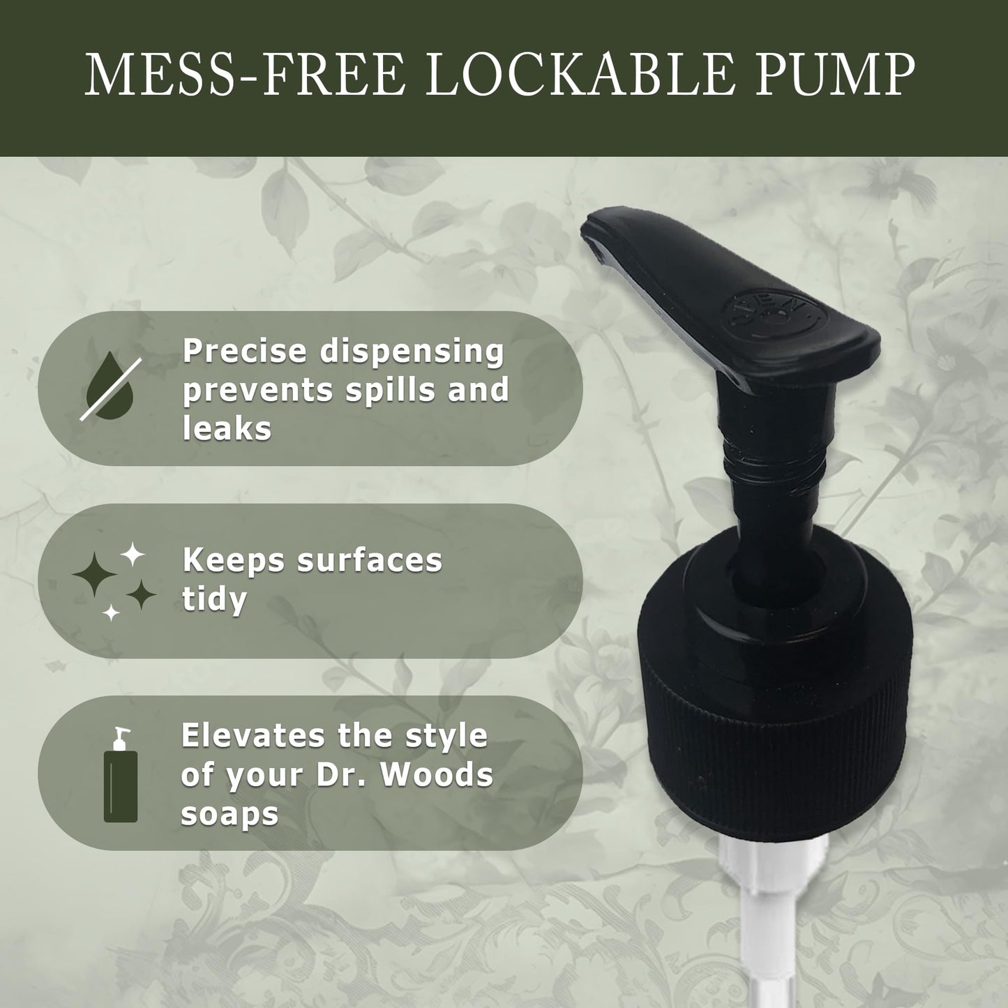 Dr. Woods Soap Dispenser Pumps - Liquid Soap Pump Replacement, Fits 16 and 32 Oz Dr. Woods Bottles (Pack of 2) Beauty & Personal Care Dr. Woods