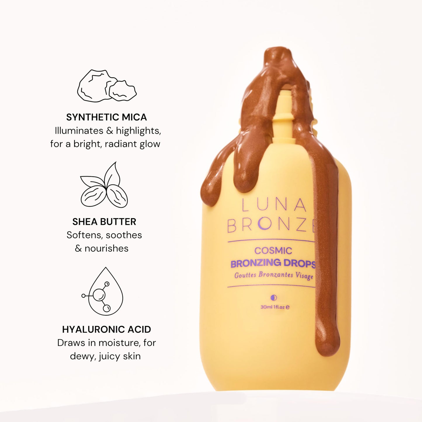 Luna Bronze Cosmic Bronzing Drops | Liquid Bronzer and Illuminator for Face and Body | Hydrating, Washable, Non-Greasy with Hyaluronic Acid and Shea Beauty & Personal Care Luna Bronze