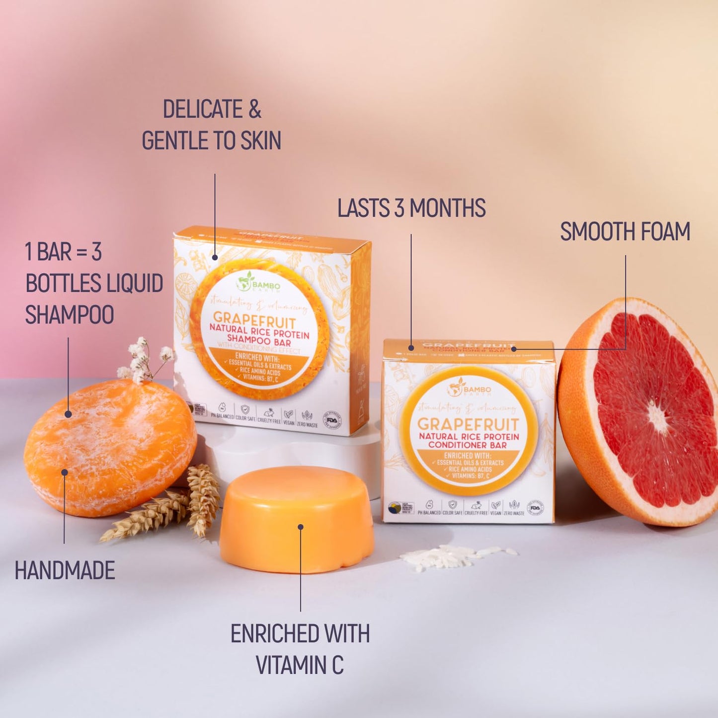 Solid Rice Protein Water Shampoo & Conditioner Hair Soap - Shampoo and Conditioner Bars For Hair With All Natural Plant Based Essential Oils And Zero Beauty & Personal Care BAMBOEARTH
