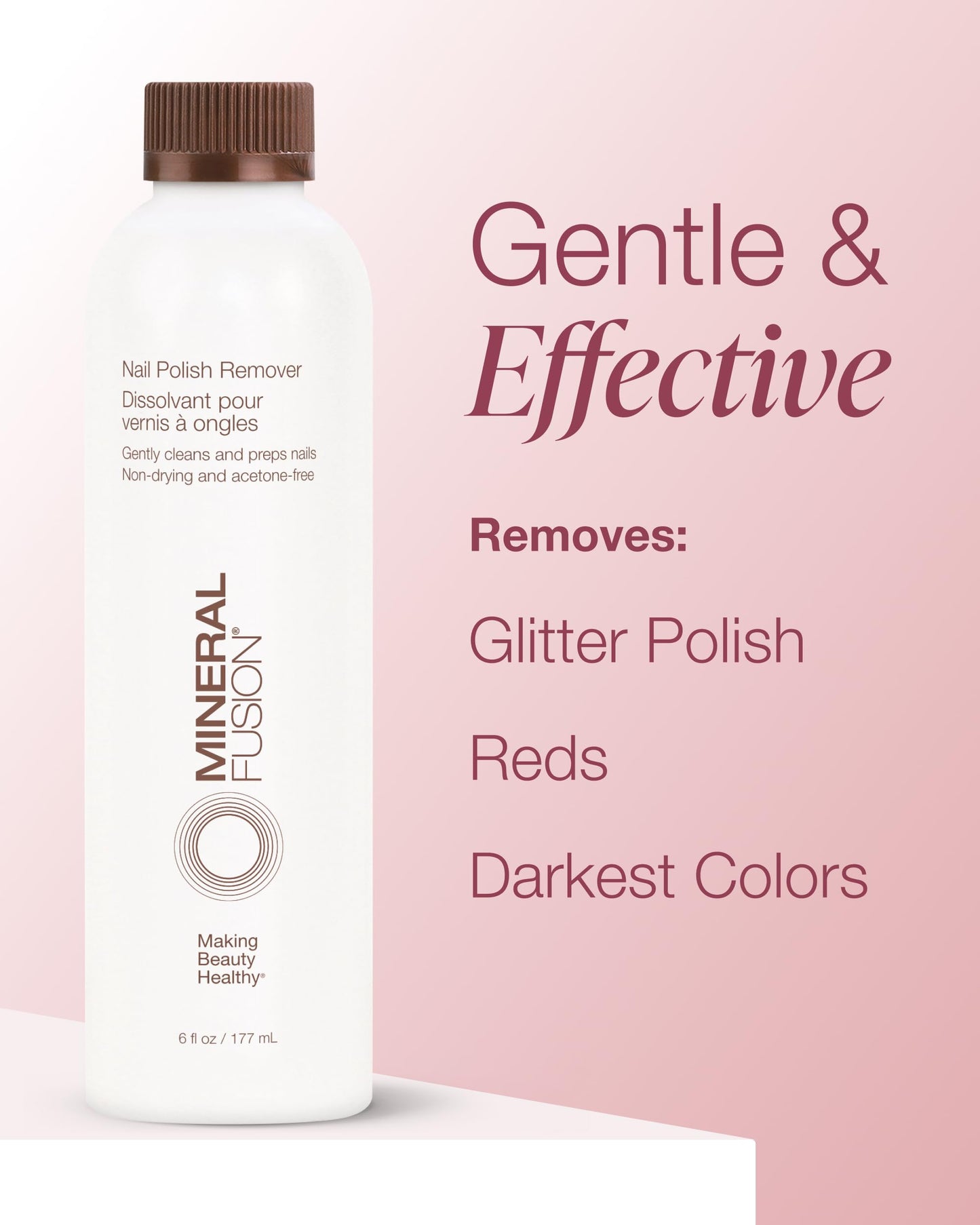 Mineral Fusion Nail Polish Remover - Acetone-Free Nail Care with Natural Solvents - Non Drying Liquid Formula - 6 fl oz Beauty & Personal Care Mineral Fusion