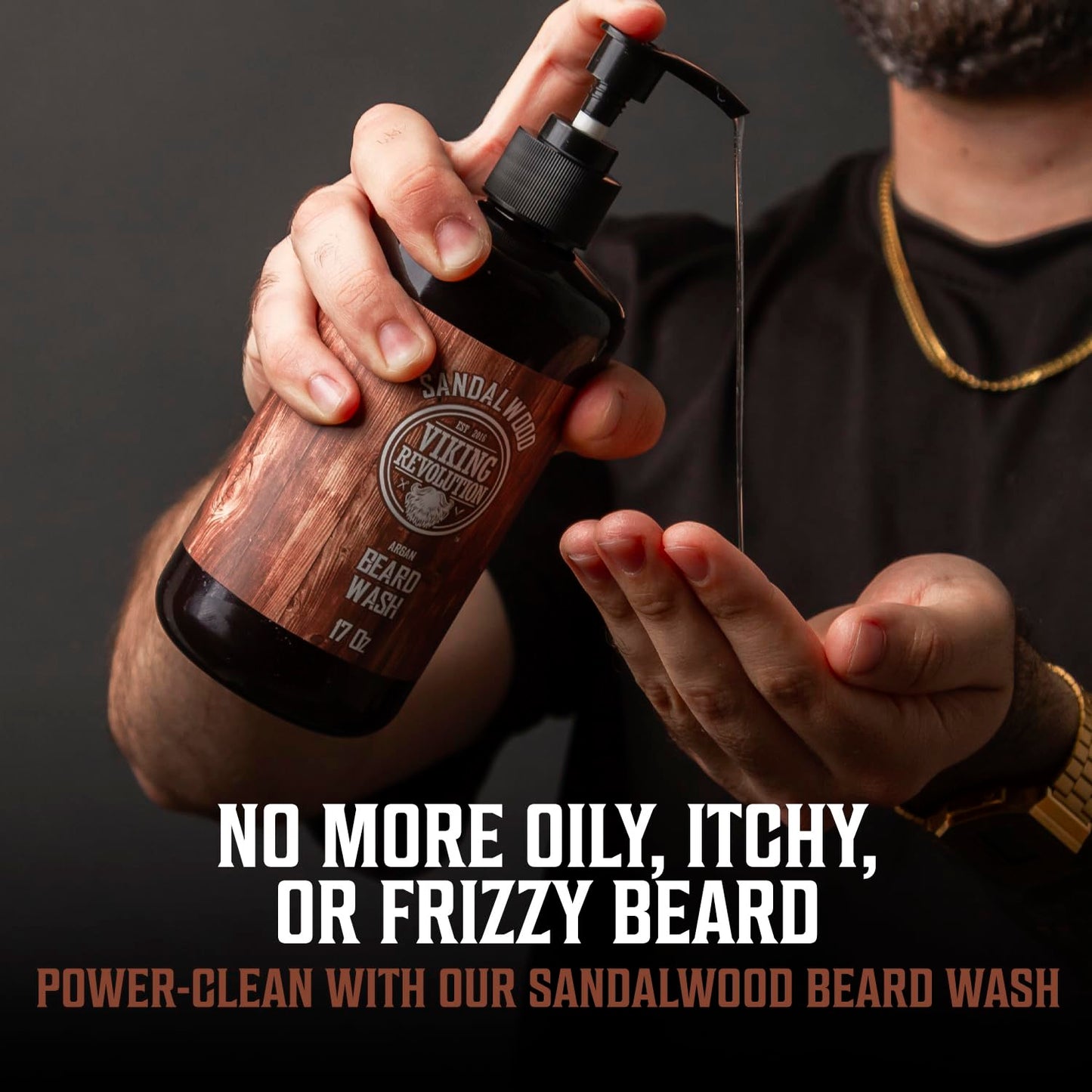Viking Revolution Beard Wash & Beard Conditioner Set with Argan & Jojoba Oils - Softens and Strengthens - Natural Sandalwood Scent - Beard Shampoo Beauty & Personal Care Viking Revolution