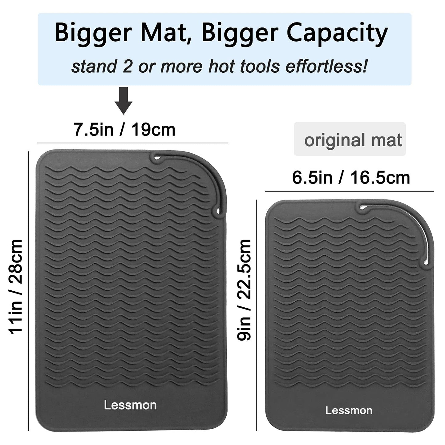 Large Heat Resistant Mat for Curling Irons, Hair Straightener, Flat Irons and Hair Styling Tools 11" x 7.5", Grey Beauty & Personal Care Lessmon