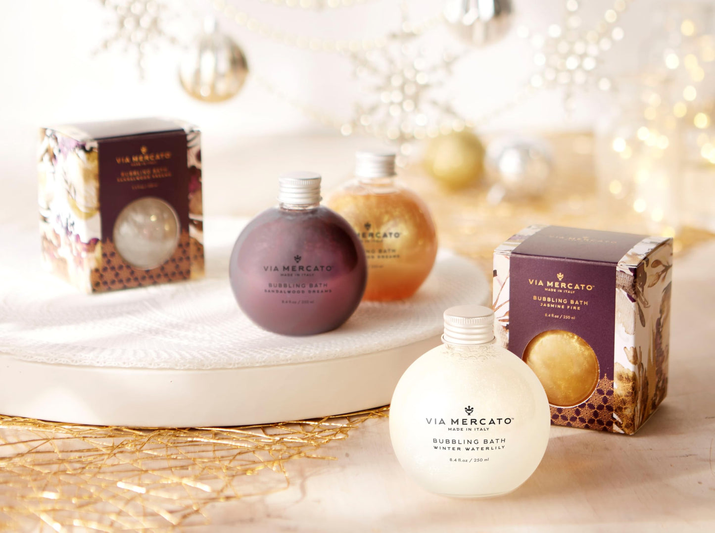 Via Mercato Scented Shimmering Bubble Bath, Moisturizing and Restorative, Ornament Gift Bottle is Beautifully Packaged with Gift-Giving in Mind, 250 Beauty & Personal Care Via Mercato