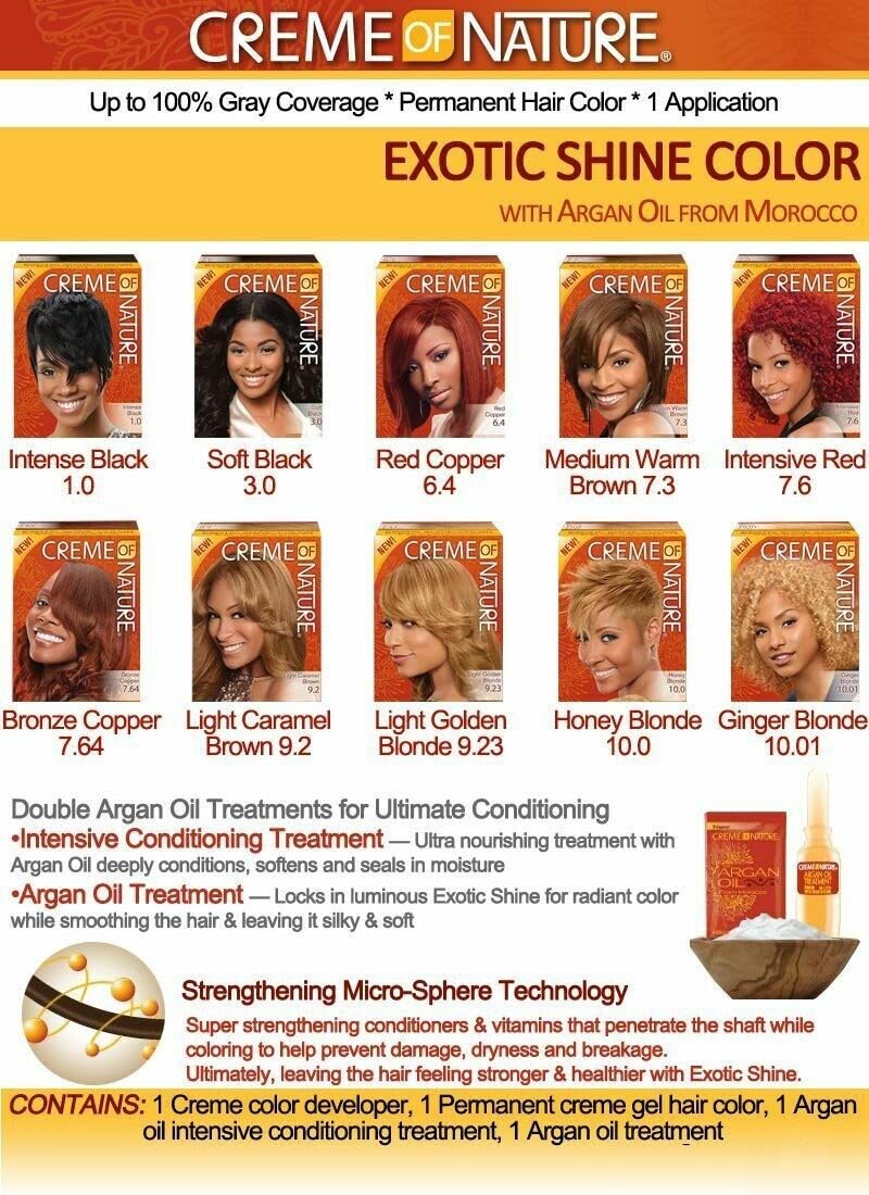 Exotic Shine Hair Color by Creme of Nature, 7.6 Intensive Red, with Argan Oil from Morocco, 1 Application Beauty & Personal Care Creme of Nature