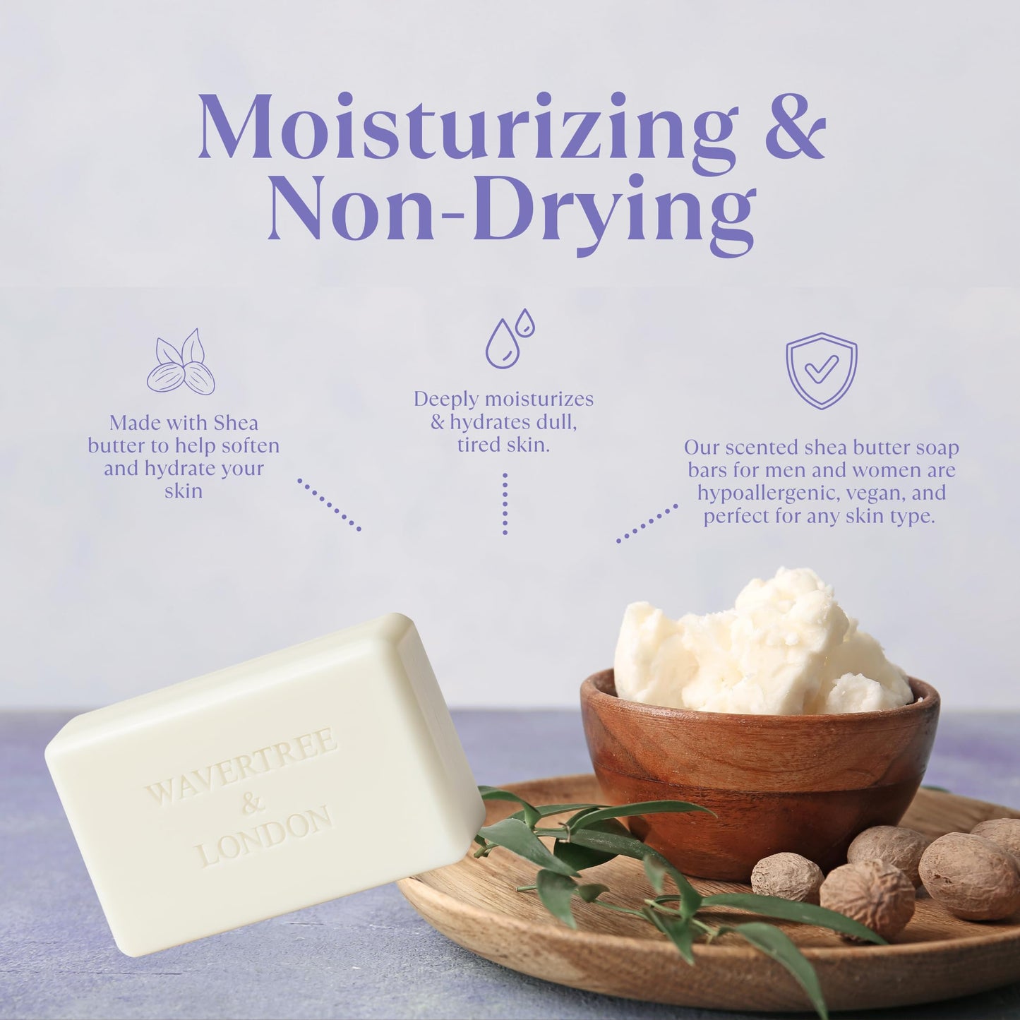 Wavertree & London Basil & Neroli Scented Natural Soap Bars (2 Bars), 7oz Moisturizing French Triple Milled Soap enriched with shea butter - Plant Oil Beauty & Personal Care Wavertree & London
