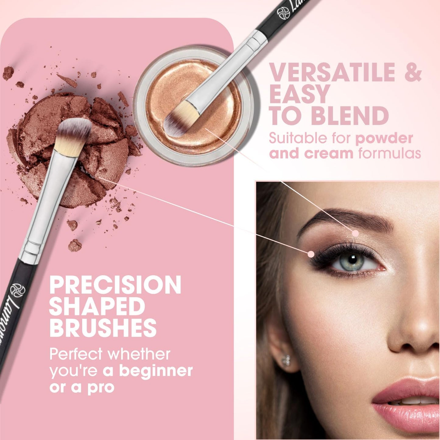 Eye Makeup Brushes Eyeshadow Brush Set - 7pcs Soft Synthetic Brush Kit - For Blending Eyeshadow, Eyeliner, Crease, Eyebrow - Long Lasting, Apply Beauty & Personal Care Lamora