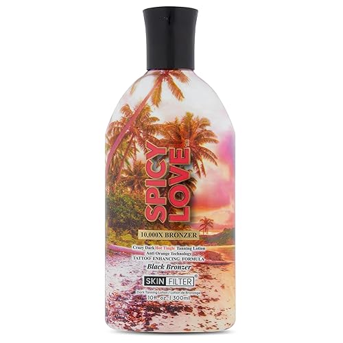 Skin Filter Spicy Love Tanning Lotion - 10,000X Crazy Dark Tanning Lotion - Tanner with Anti-Orange Technology and Tattoo Protection - Black Body Beauty & Personal Care SKIN FILTER