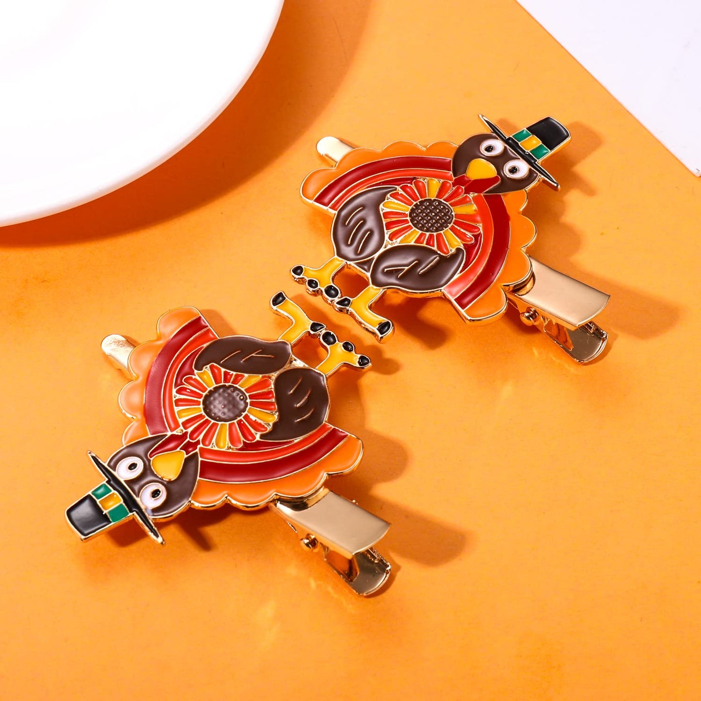 Thanksgiving Hair Clips Fall Hairpins for Women Enamel Rhinestone Maple Leaf Turkey Pumpkin Alligator Hair Clips Autumn Gathering Party Hair Accessory Beauty & Personal Care PHALIN
