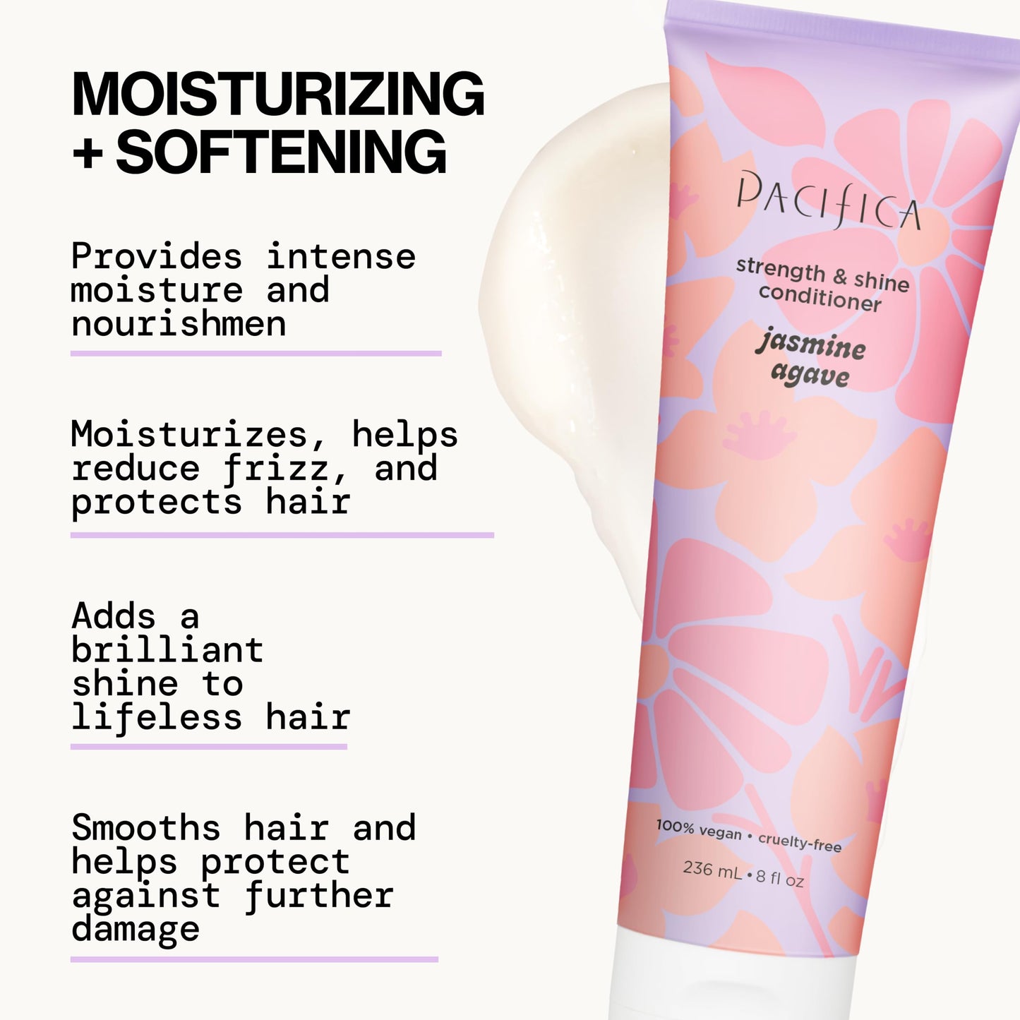 Pacifica Jasmine Agave Strengthening Shampoo & Conditioner Set - Clean Vegan Shampoo & Conditioner for Weak Or Brittle Hair (Including Color-Treated) Beauty & Personal Care Pacifica