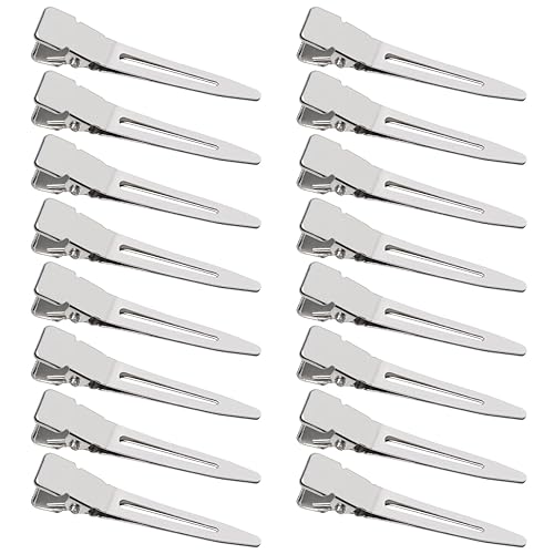 SBYURE 100 Pack 1.77 Inch Single Prong Pin Curl Duckbill Clips,Silver Setting Section Hair Clips Metal Alligator Clips for Hair Extensions Beauty & Personal Care SBYURE