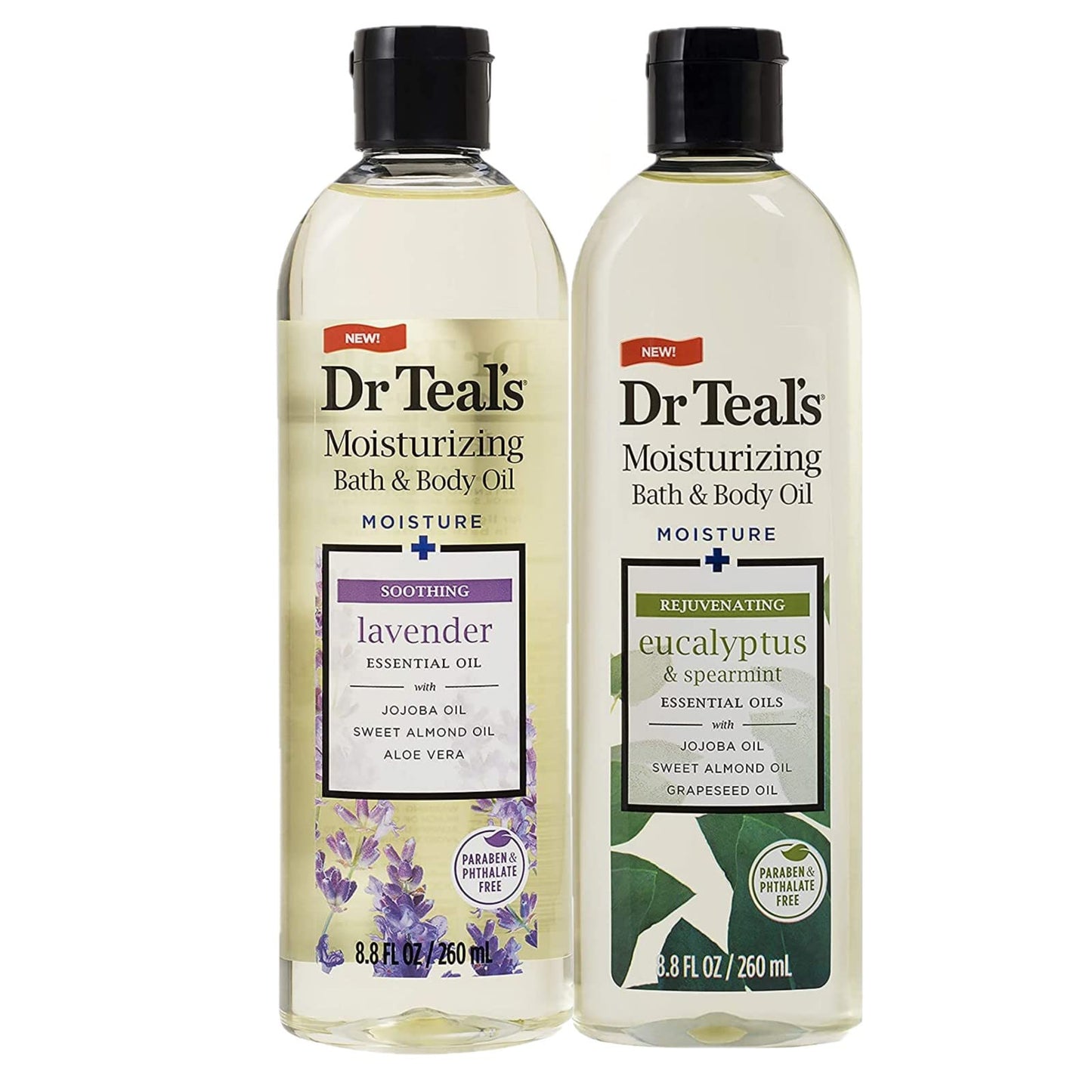Dr. Teals Bath & Body Oil Variety Gift Set (2 Pack, 8.8oz Ea.) - Soothing Lavender & Rejuvenating Eucalyptus & Spearmint - Essential Oils Hydrate Skin Beauty and Personal Care Dr Teal's