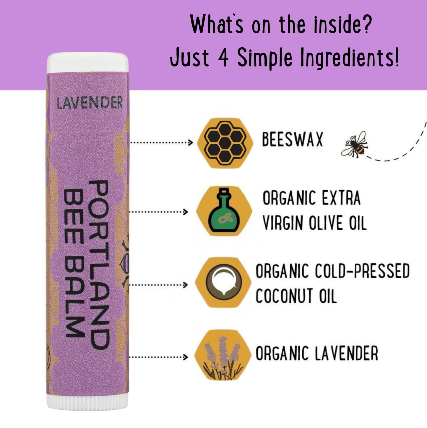 Portland Bee Balm All Natural Handmade Beeswax Based Lip Balm, Lavender 3 Count Beauty & Personal Care Portland Bee Balm