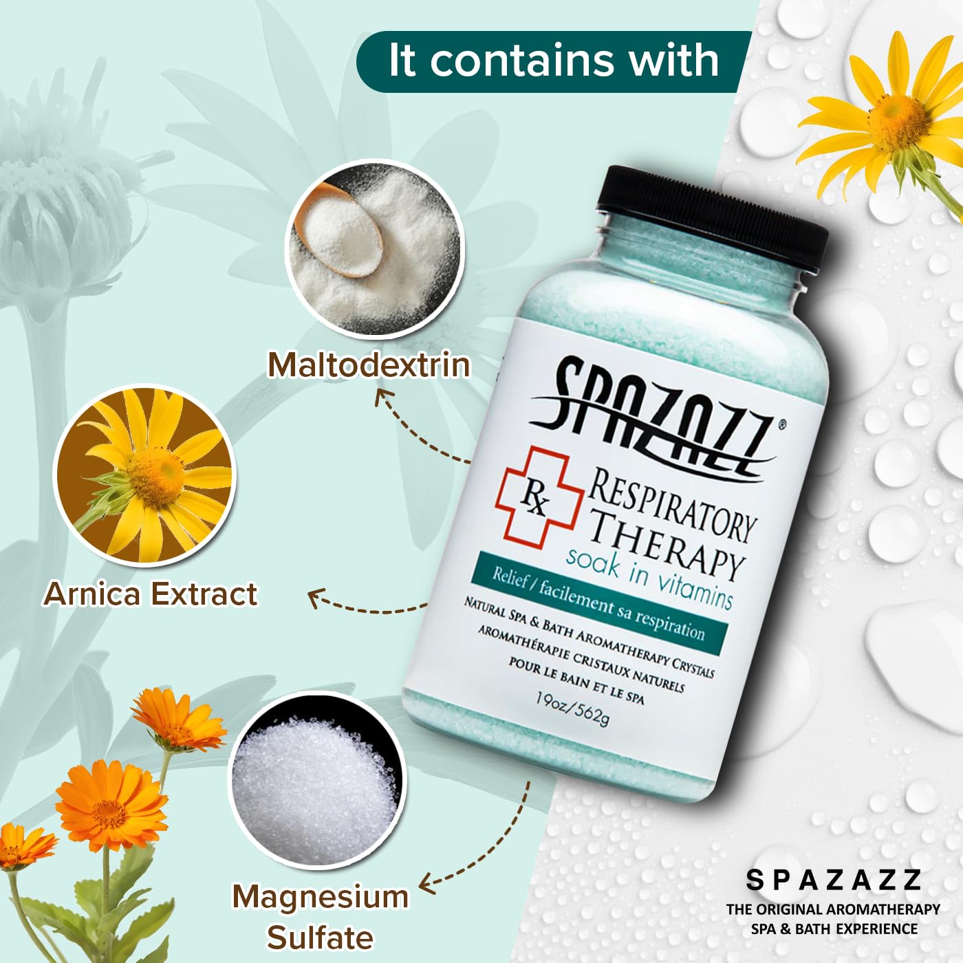 Spazazz RX Therapy Crystals Container, 19-Ounce, Respiratory Therapy/Relief Beauty and Personal Care Spazazz