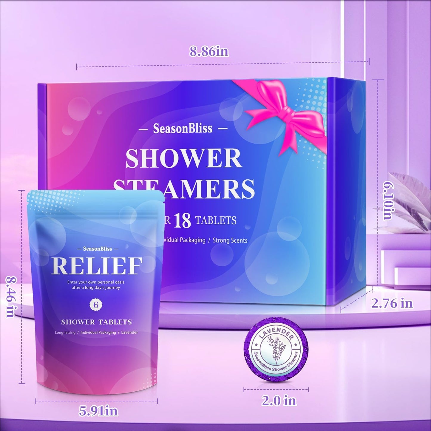 SeasonBliss Shower Steamers 18 Pack Set, Shower Bombs with 6 Charming Scents, Shower Tablets with Natural Ingredients,Self-Care & Relaxation Presents Beauty and Personal Care SeasonBliss