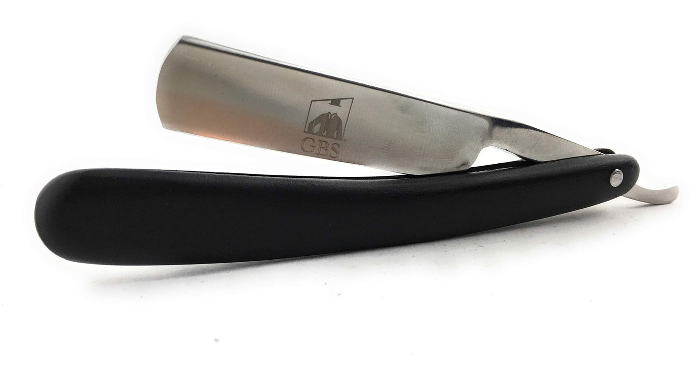 G.B.S Black Wood Finish Scales 5/8in Straight Razor, Shaving Razor with Black Wooden Handle, Includes Sharpening Strop, Paste and Stainless Steel Beauty and Personal Care G.B.S