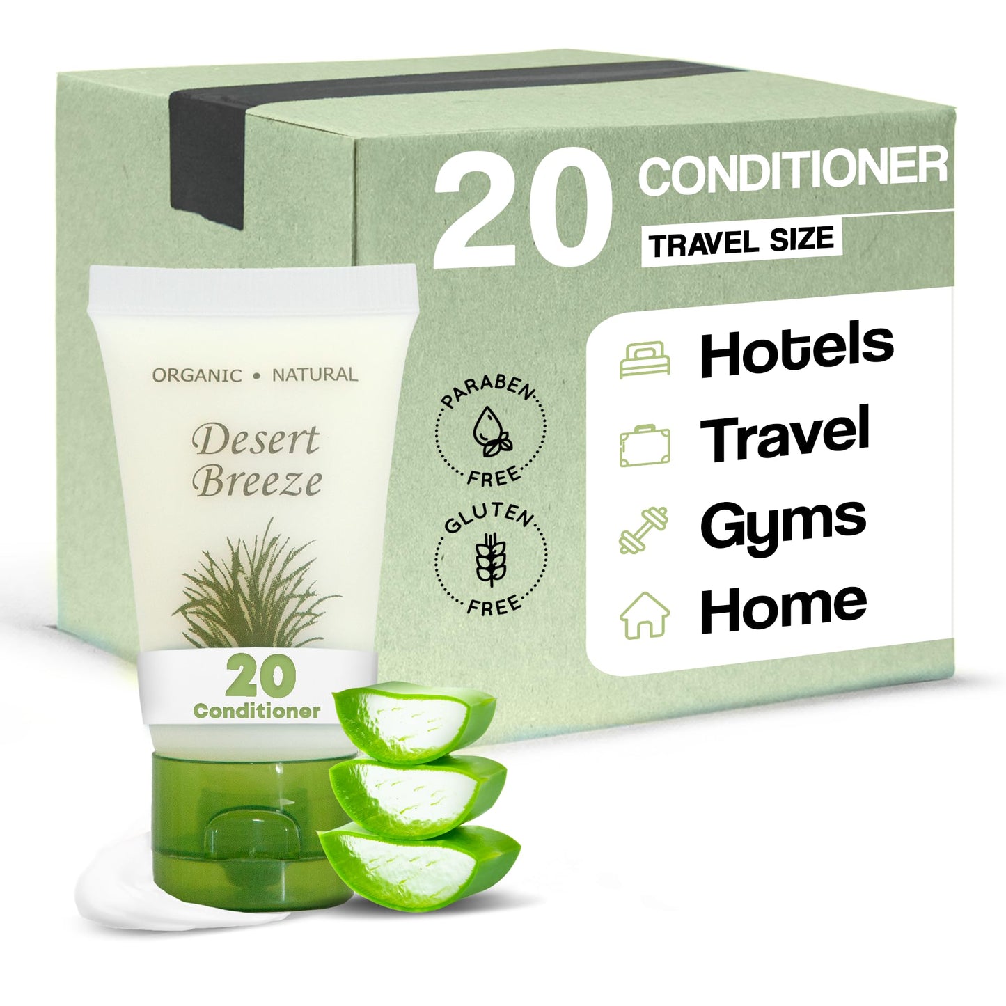 Travel Size Hotel Conditioner 20 Count 1 oz Bottles Guest Amenities for Vacation Rentals and Short Term Rentals Paraben Free Green Tea Lemongrass Beauty & Personal Care Desert Breeze