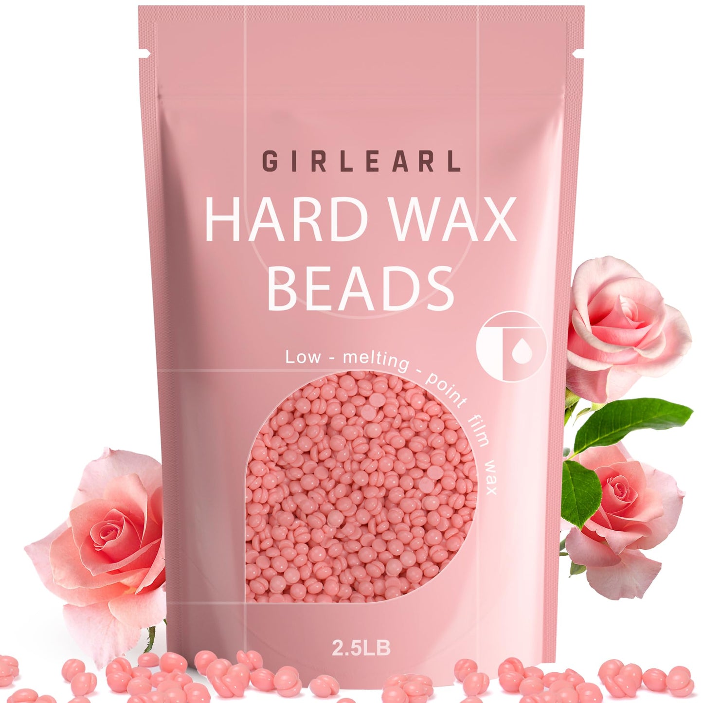 GIRLEARLE Hard Wax Beads for Hair Removal, 2.5lb, Rose Oil Infused, Brazilian Bikini Wax for Women Men, Sensitive Skin, Full Body Legs Face Underarms Beauty and Personal Care GIRLEARLE
