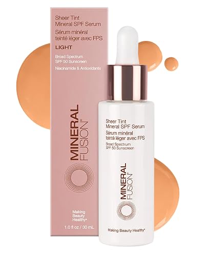 Mineral Fusion Sheer Tint Mineral SPF 50 Face Serum for Sensitive Skin - Tinted Broad Spectrum Sunscreen - Lightweight Dewy Coverage - Niacinamide Beauty & Personal Care Mineral Fusion