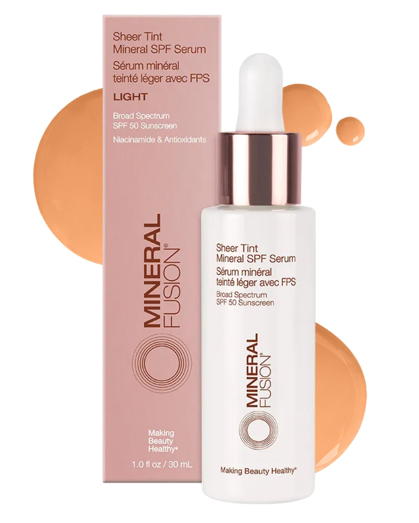 Mineral Fusion Sheer Tint Mineral SPF 50 Face Serum for Sensitive Skin - Tinted Broad Spectrum Sunscreen - Lightweight Dewy Coverage - Niacinamide Beauty & Personal Care Mineral Fusion