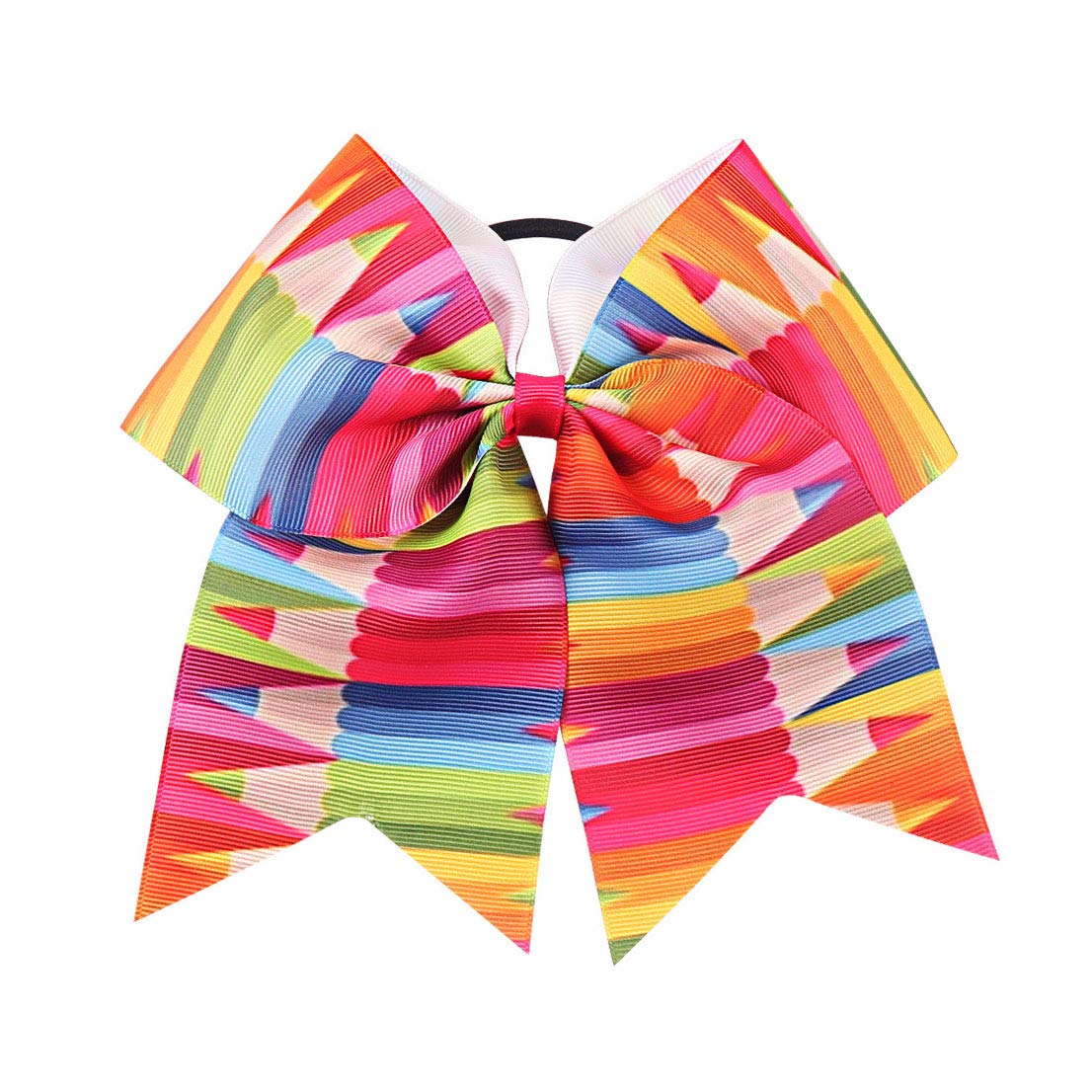 Pencil Ponytail Holder Girls Cheer Bow Hair Clips Pin Pencil Jumbo Bow Hairpin BBG10 (1-Rainbow) Beauty & Personal Care BBTDIN