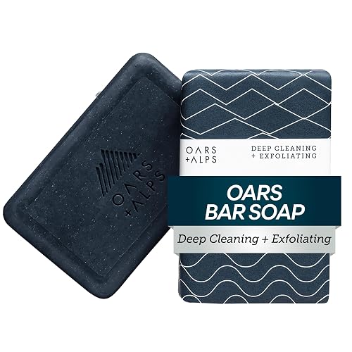 Oars + Alps Exfoliating & Moisturizing Bar Soap for Men, Deep Cleaning Soap, Clean Ingredients, All Skin Types, Blue Charcoal, 1pk Beauty & Personal Care Oars + Alps
