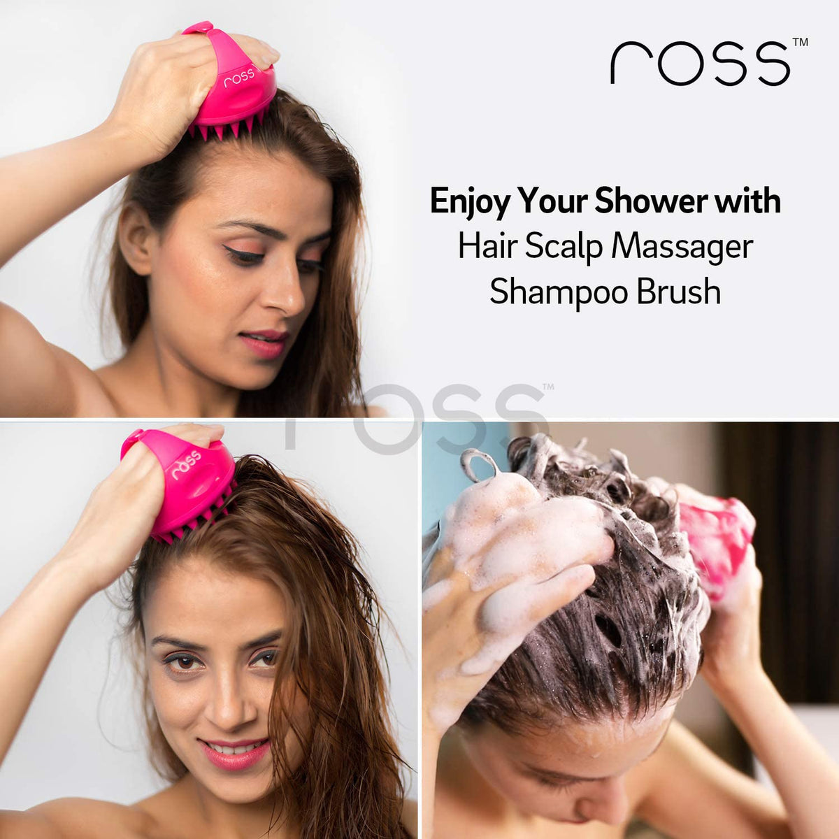 Ross Hair Scalp Massager Shampoo Brush with Soft Silicone Bristles for Anti Dandruff, Exfoliating with Scalp Care Manual Head Massager, 1 Count (Pack
