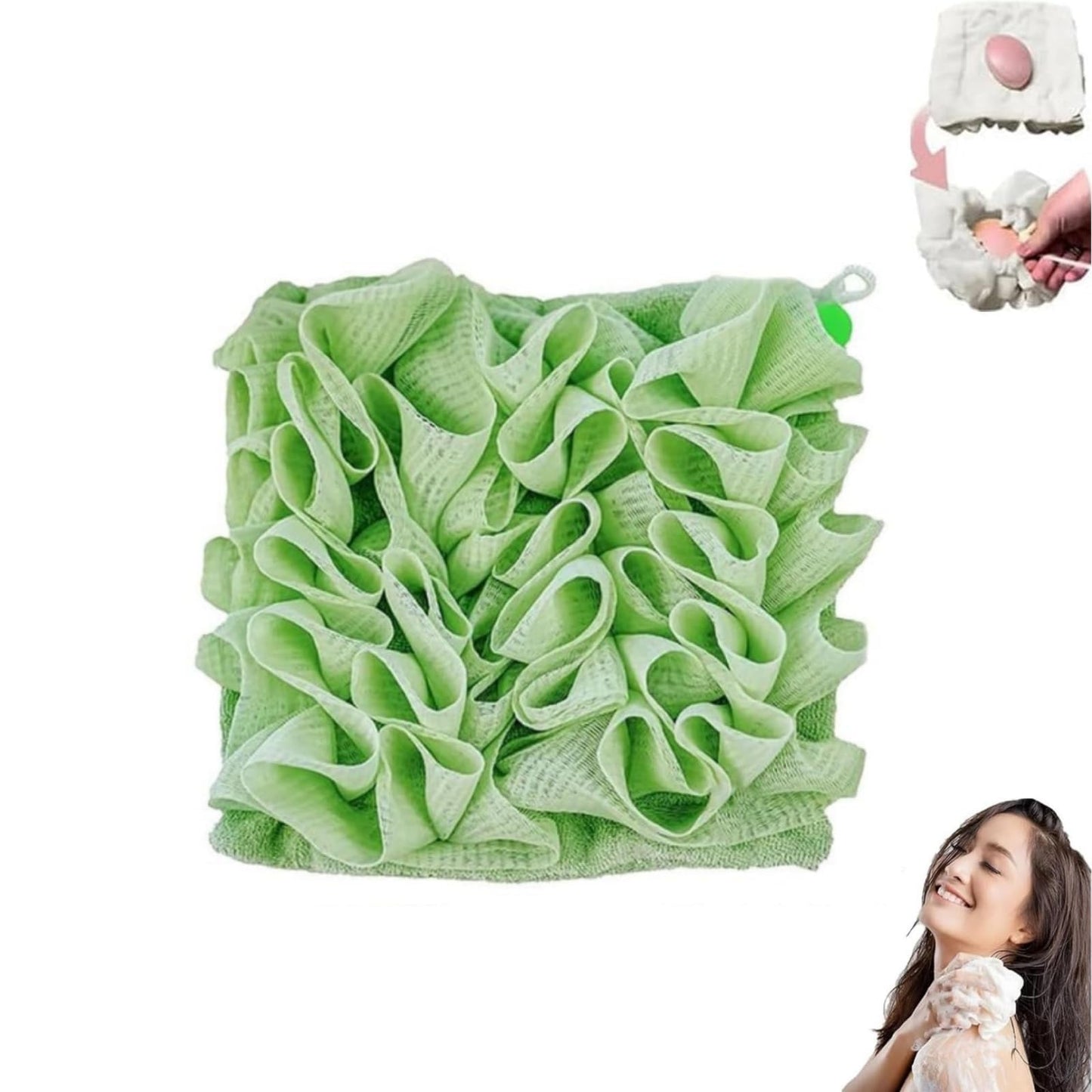 Wash Cloth Loofah Combo, The Soft Loofah and Washcloth, 2 in 1 Bath Loofahs Sponge, Loofahs Exfoliation, for Cleansing and Smooth Skin Beauty and Personal Care VOKETE